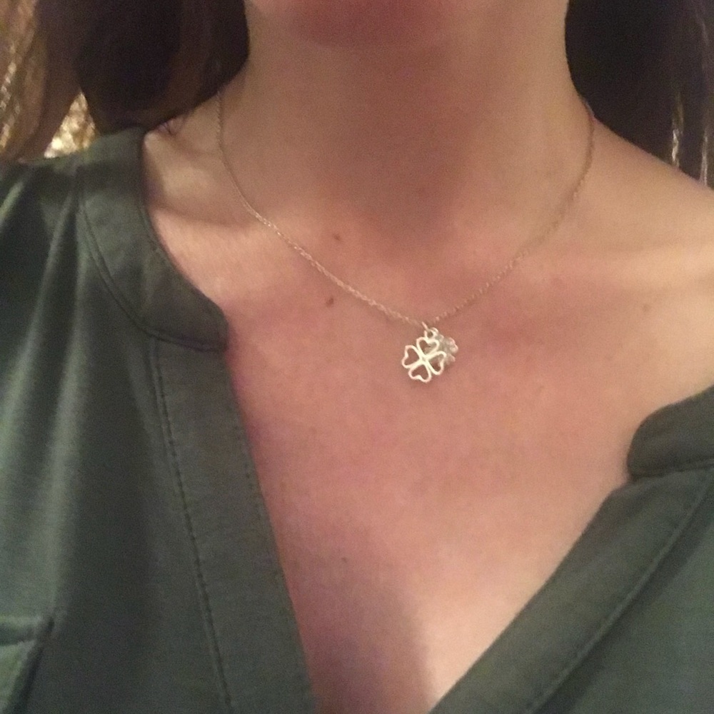 Silver Rhinestone Shamrock Necklace ☘️